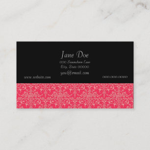 Red and PInk Victorian Damask Style Pattern Business Card