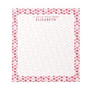 Red and Pink Watercolor Heart Notepad