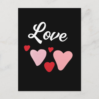 Red and Pink Watercolor Hearts Love Valentine Holiday Postcard