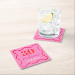 Red and Pink Wave Border 30th Birthday Square Paper Coaster<br><div class="desc">Celebrate the big 3-0 in style with our personalised red and pink wave border 30th birthday drink coaster. These custom paper coasters are perfect for adding a festive touch to your milestone birthday party. The wavy design in pink and red colours will make a fun addition to your bar or...</div>