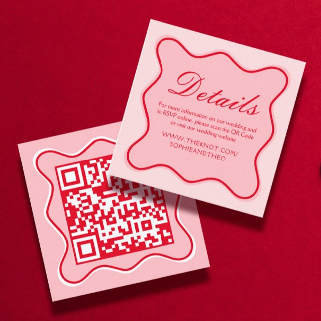 Red and Pink Wedding Details Qr Code Enclosure Card (Creator Uploaded)