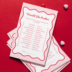 Red and Pink Would She Rather Bridal Shower Game