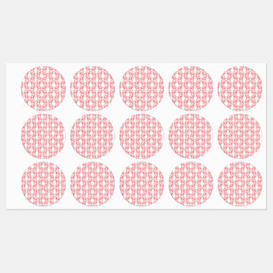 Red and pink wrapping paper featuring a repeating 