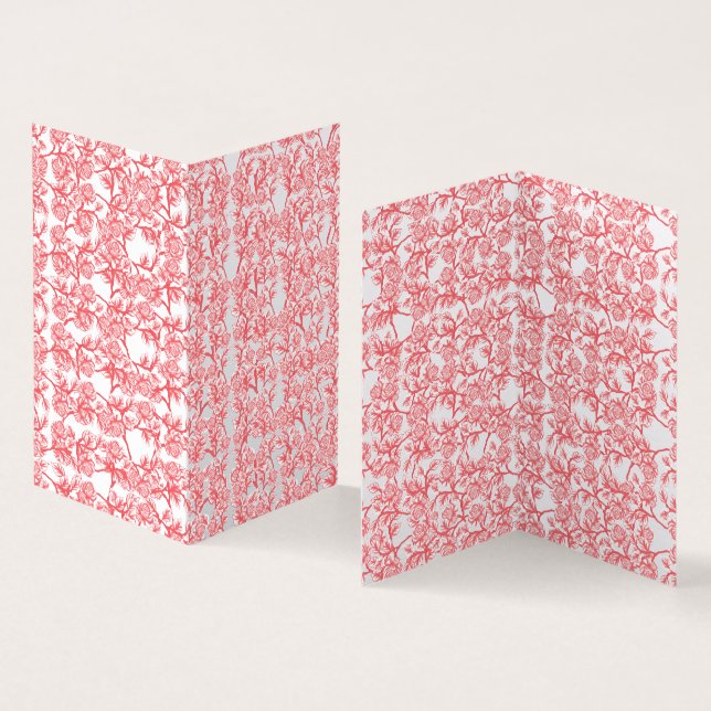 Red and pink wrapping paper featuring a repeating  (Inside and Outside)