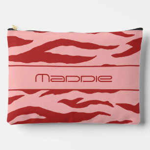 Red and pink Zebra Stripes Pattern Accessory Pouch