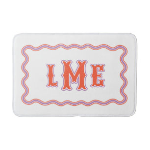 Red and Purple Bespoke Scalloped Monogram Bath Mat