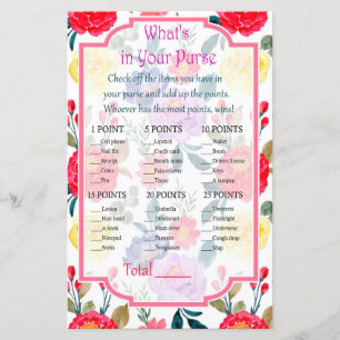 Red and Purple flowers What's in your purse game
