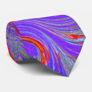 Red and Purple Groovy Abstract Retro Art Tie