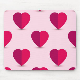 Red and Purple Hearts on a Pink Background Mouse Mat