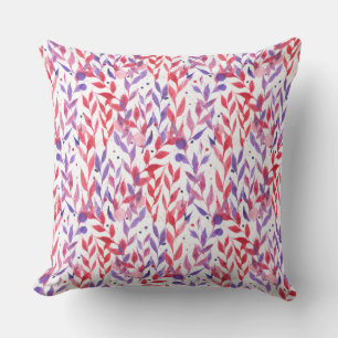 Red and Purple Palm Leaves Cushion