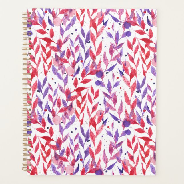 Red and Purple Palm Leaves Planner (Front)