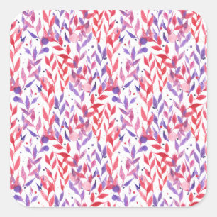 Red and Purple Palm Leaves Square Sticker