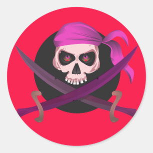 Red and Purple Pirate Skull Stickers