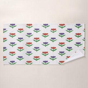 Red and Purple Tulip Bath Towel