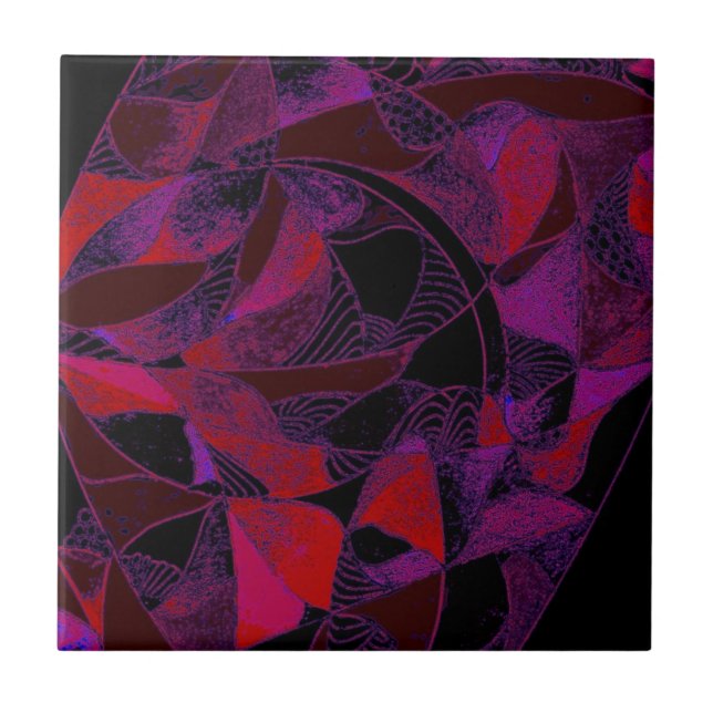 Red and Purple Vintage Stained glass tiles (Front)