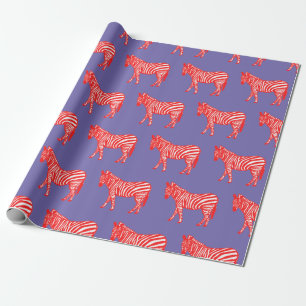 Red and Purple Zebra Wrapping  Wrapping Paper