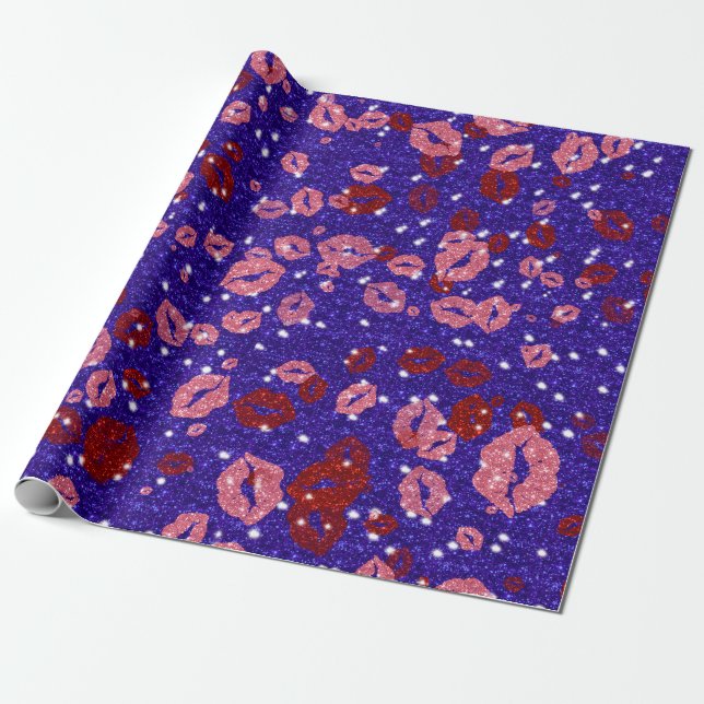 Red and rose kisses in purple wrapping paper (Unrolled)