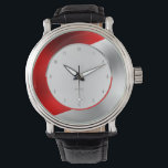 Red and shiny silver geometric design watch<br><div class="desc">Modern geometric shiny red and silver faux metallic texture.</div>