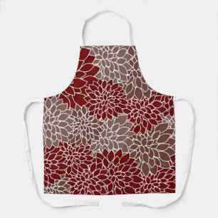 Red and silver dahlias  apron