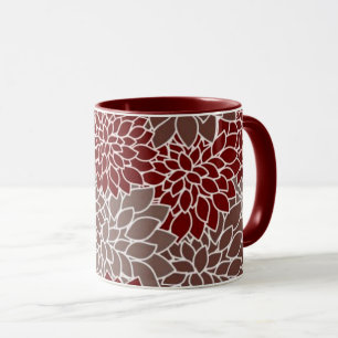 Red and silver dahlias  mug