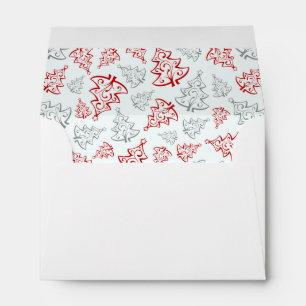 Red and Silver Elegant Christmas Trees Pattern Envelopes