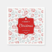 Red and Silver Elegant Christmas Trees Pattern