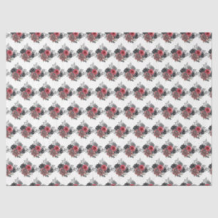 Red and Silver Elegant Flowers Tissue Paper