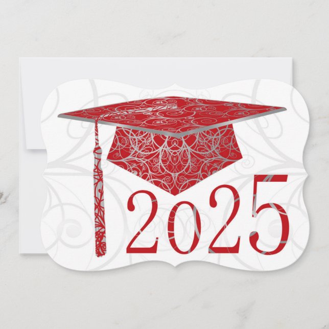 Red and Silver Floral Cap 2025 Card (Front)