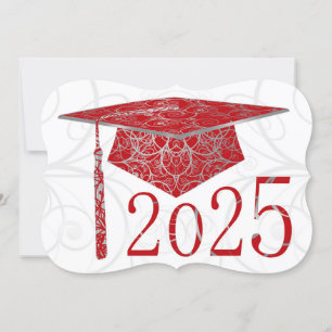 Red and Silver Floral Cap 2025 Card