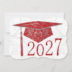 Red and Silver Floral Cap 2027 Card