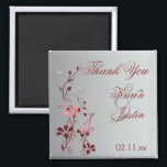 Red and Silver Floral Wedding Favour Magnet<br><div class="desc">This red and silver floral with butterflies thank you wedding favour magnet matches the invitation shown below. If there are any other matching items you require,  please email your request to niteowlstudio@gmail.com.</div>