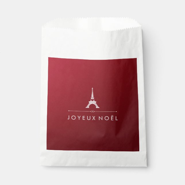 Red and Silver French Christmas Eiffel Tower Favour Bags (Front)
