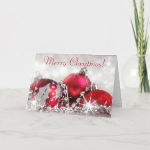 Red and Silver Merry Christmas  Greeting Card