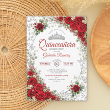 Red and Silver Quinceañera Red Roses