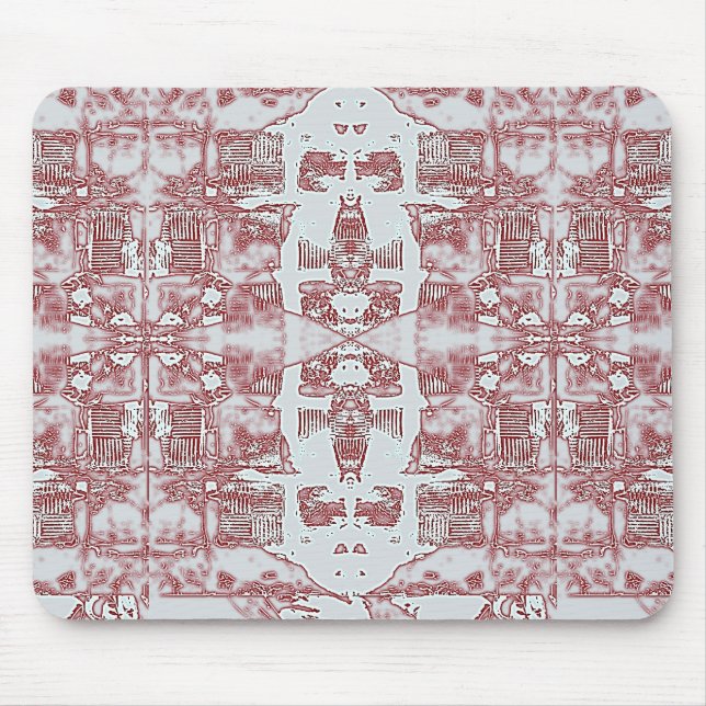 Red And Silver Squares Pattern Mouse Mat (Front)