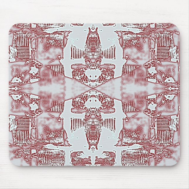 Red And Silver Squares Pattern Mouse Mat (Front)