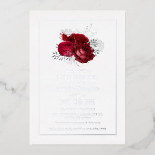 Red and Silver Vintage Roses Baby Shower
