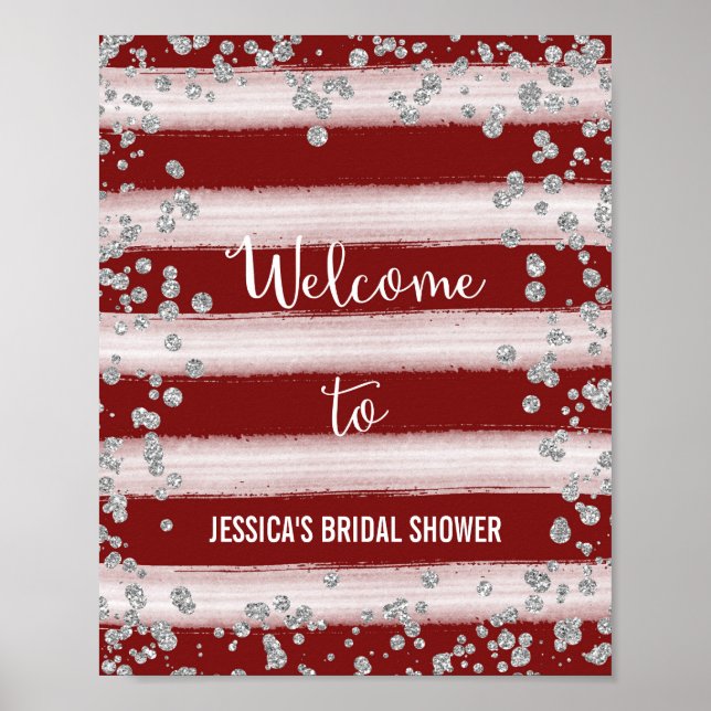 Red and Silver Welcome Poster Print (Front)