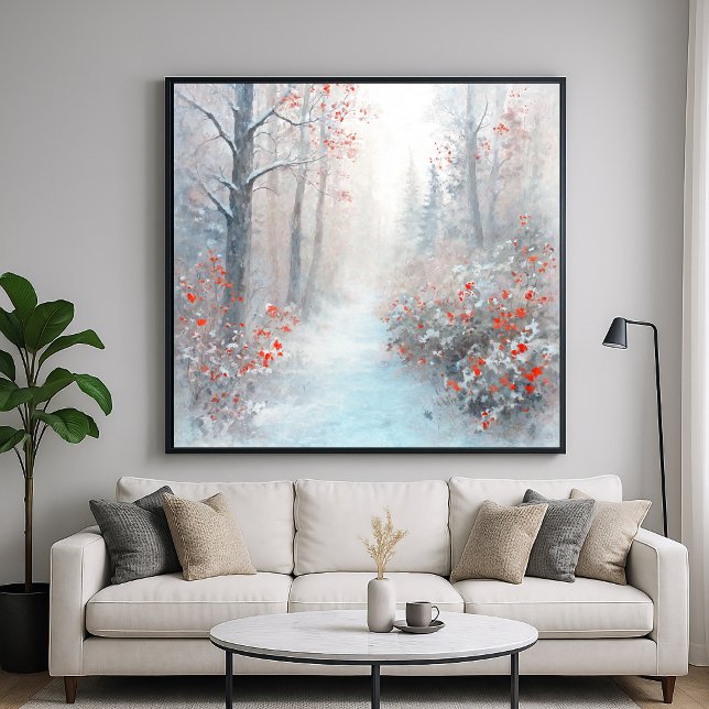 Red and Snowy Forest - Impressionist Style Art Poster (Creator Uploaded)