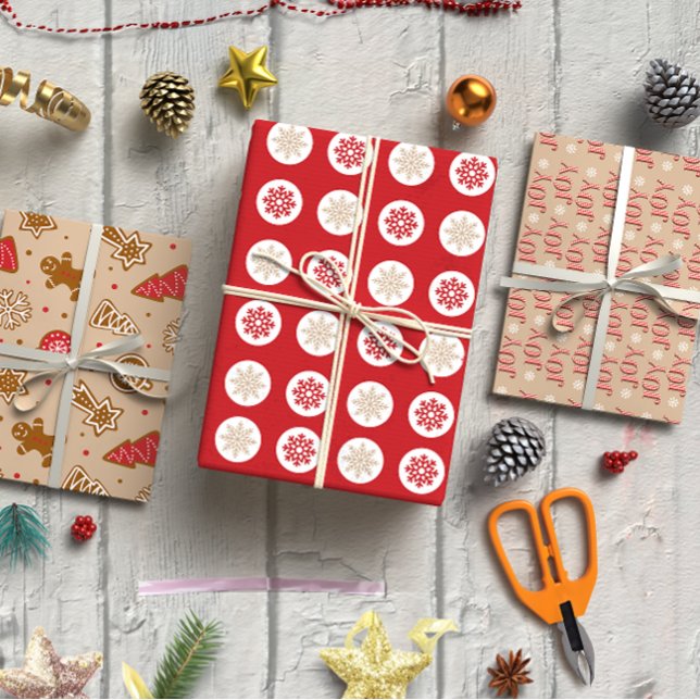 Red and Tan Christmas set of 3  Wrapping Paper Sheet (Red and Tan Christmas set of 3 Wrapping Paper Sheet)