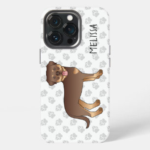 Red And Tan Rottweiler Cute Cartoon Dog And Name iPhone 13 Pro Case