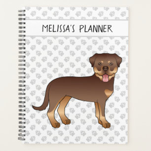 Red And Tan Rottweiler Cute Cartoon Dog And Text Planner