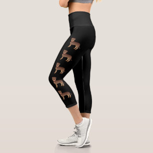 Red And Tan Rottweiler Cute Cartoon Dogs Capri Leggings