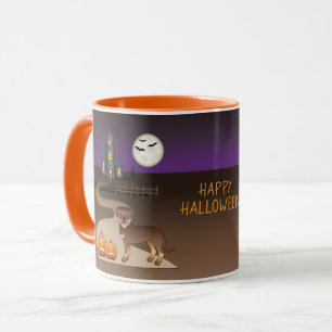 Red And Tan Rottweiler Halloween Haunted House Mug