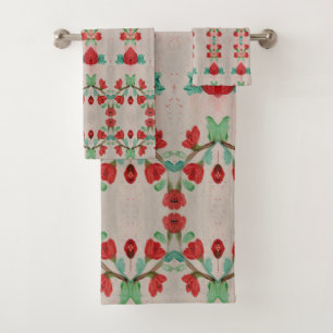 Red And Taupe Towel Set