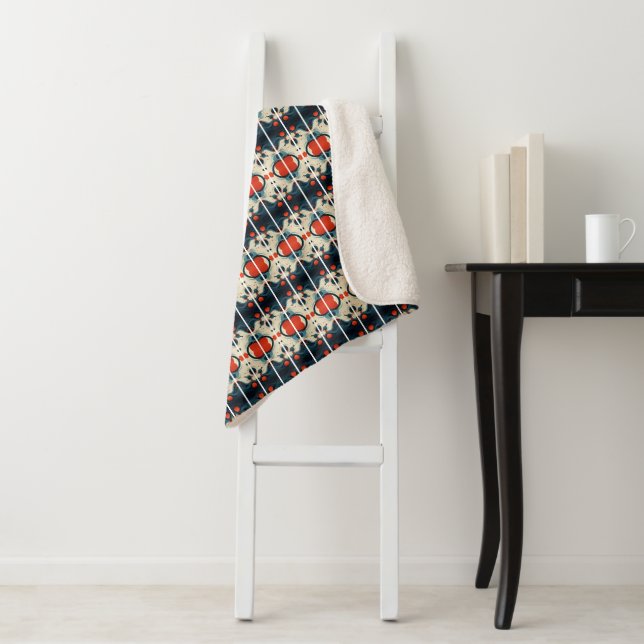 Red and Teal Abstract Blanket (In Situ)