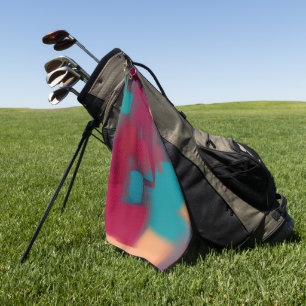 Red and teal abstract blend  golf towel