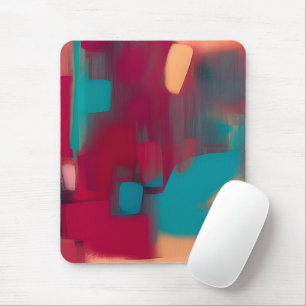 Red and teal abstract blend  mouse mat