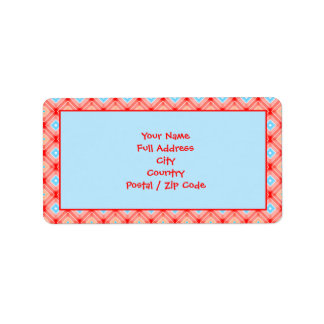 Red and Teal Blue Patterned Return Address Label