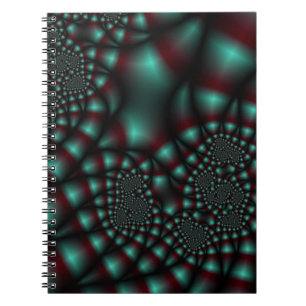 Red and Teal Fractal art Notebook